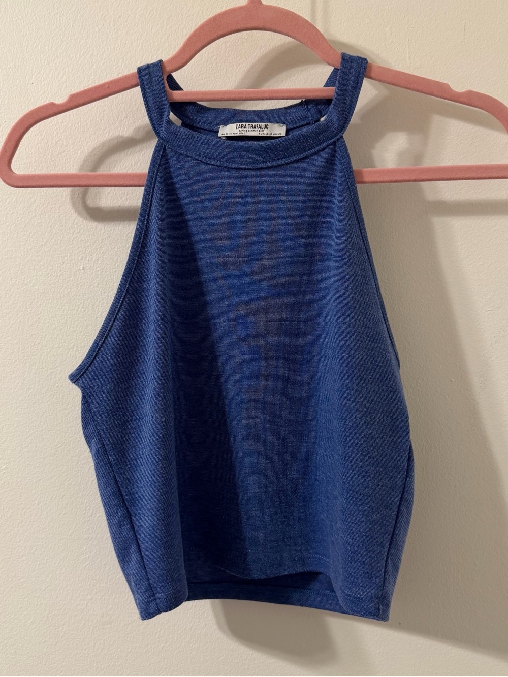 Zara Trafaluc Blue Halter Neck Crop Top Size Small